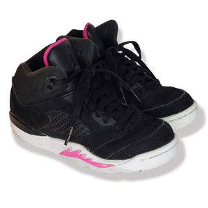 Nike Air Jordan Retro 5 Sneakers Shoes Deadly Pink Black 440893 Little Kids 11C